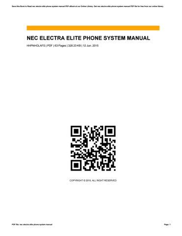 nec electra elite phone manual